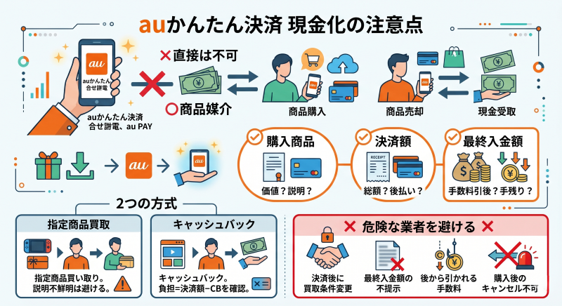 auかんたん決済現金化の注意点