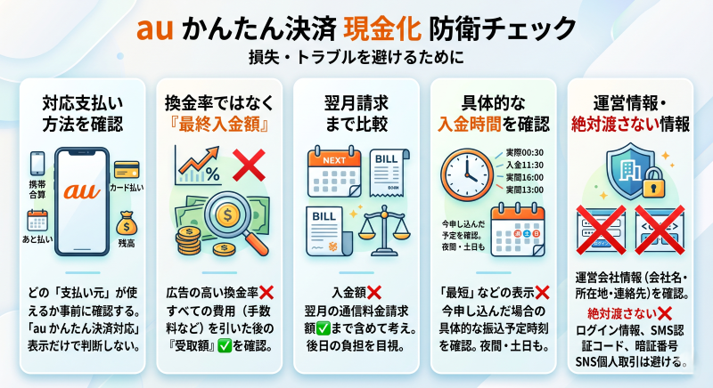 auかんたん決済現金化業者の選び方