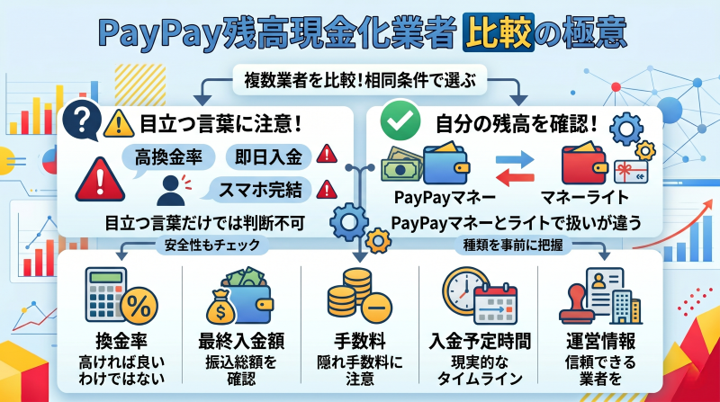 PayPay残高現金化で業者を選ぶときに見る項目
