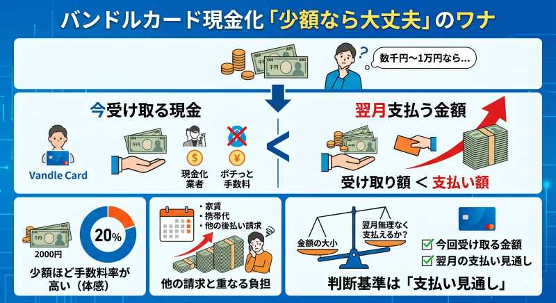バンドルカード現金化は少額だから大丈夫というわけではない