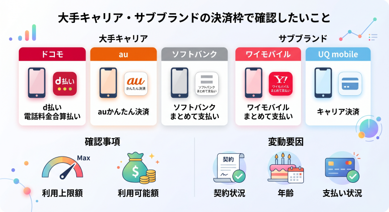 携帯キャリア決済現金化の決済枠で確認すべきこと