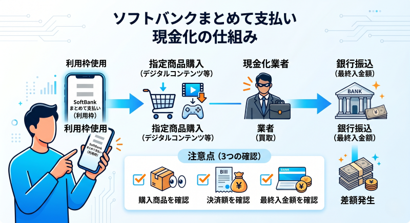 ソフトバンクまとめて支払い現金化業者利用の仕組み